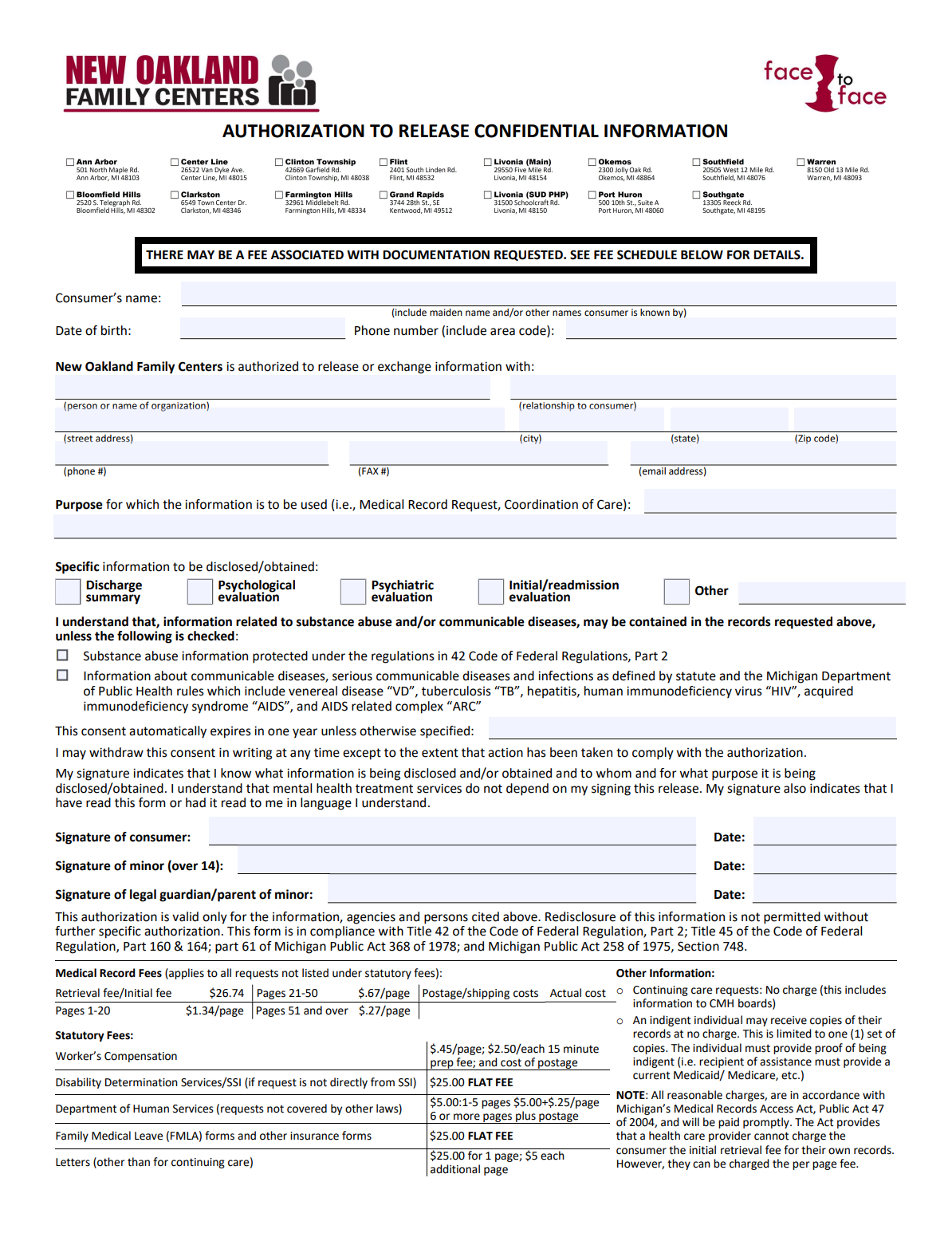 Authorization to release confidential information