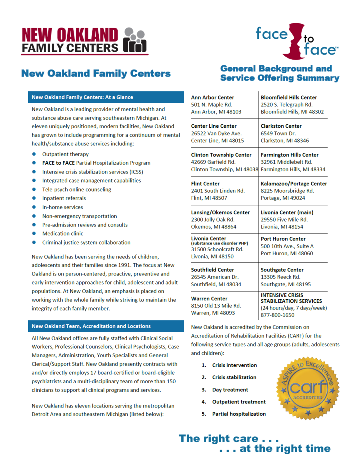 General Background and Services Summary