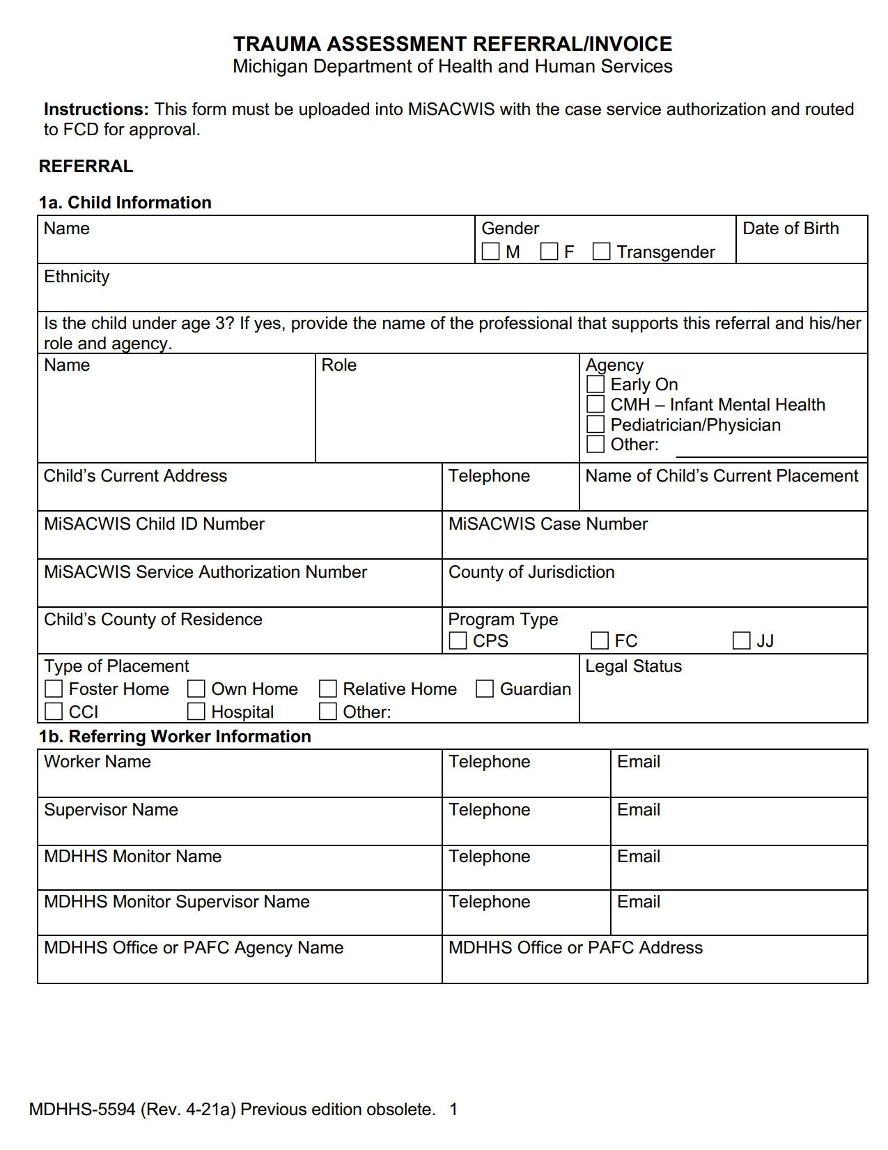 MDHHS trauma assessment referral form